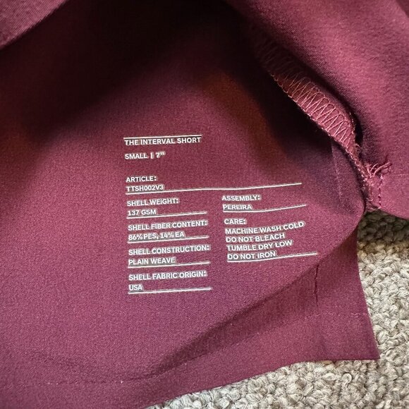 Ten Thousand Interval Running Short in Maroon Red Purple Men's Size Small - Picture 5 of 7
